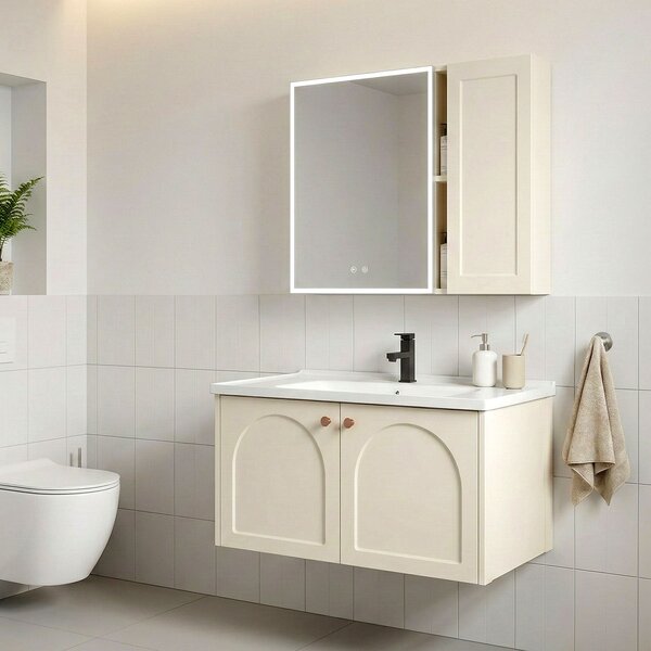 Sada koupelnového nábytku s umyvadlem Denver 80cm Creme