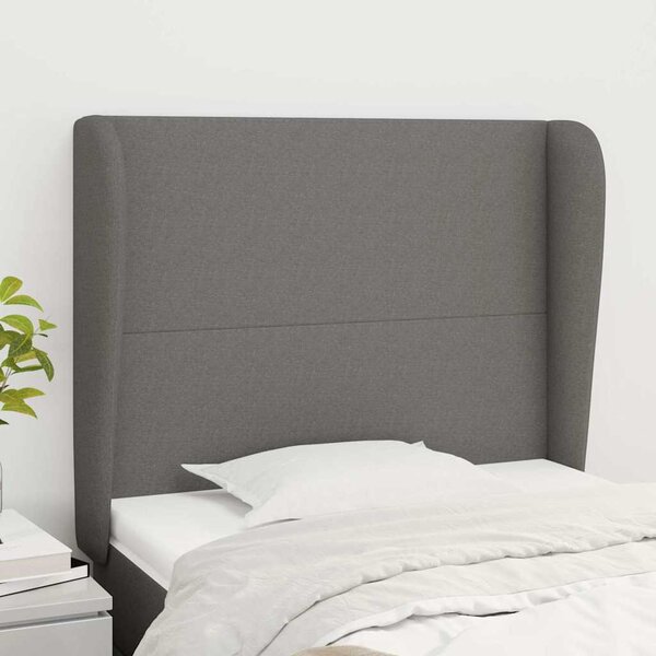 Čelo postele typu ušák tmavě šedé 103x23x118/128 cm textil 3117667