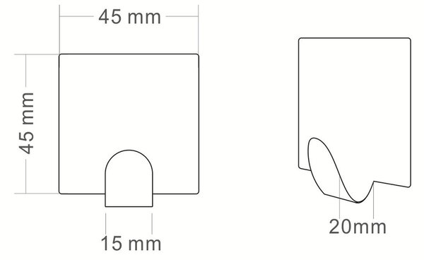 Sapho Sapho, Věšáček samolepící, 4 ks, černá matná, 33201
