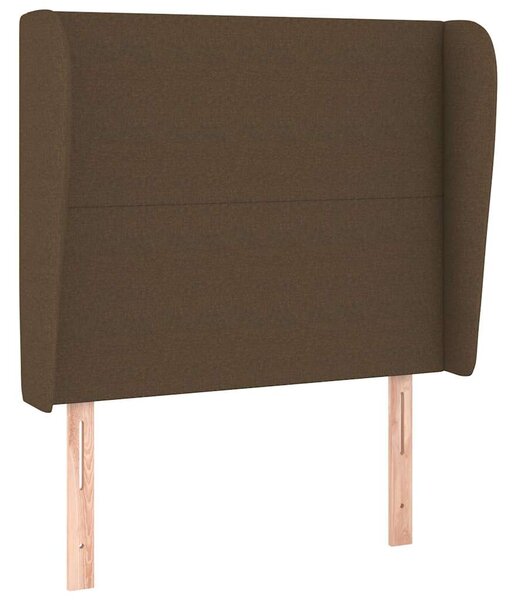 Čelo postele typu ušák tmavě hnědé 83 x 23 x 118/128 cm textil 3117653