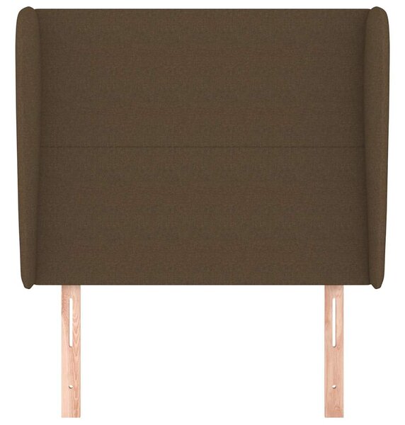 Čelo postele typu ušák tmavě hnědé 83 x 23 x 118/128 cm textil 3117653