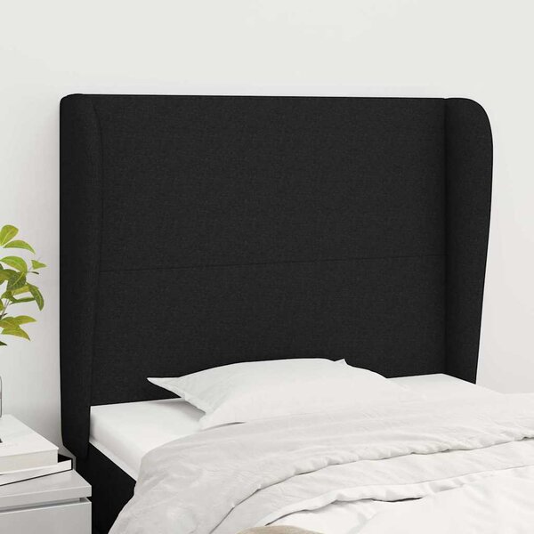Čelo postele typu ušák černé 83 x 23 x 118/128 cm textil 3117652