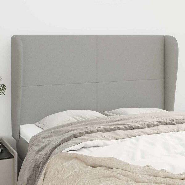 Čelo postele typu ušák světle šedé 147x23x118/128 cm textil 3117674