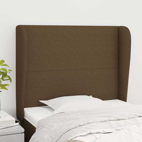 Čelo postele typu ušák tmavě hnědé 83 x 23 x 118/128 cm textil 3117653