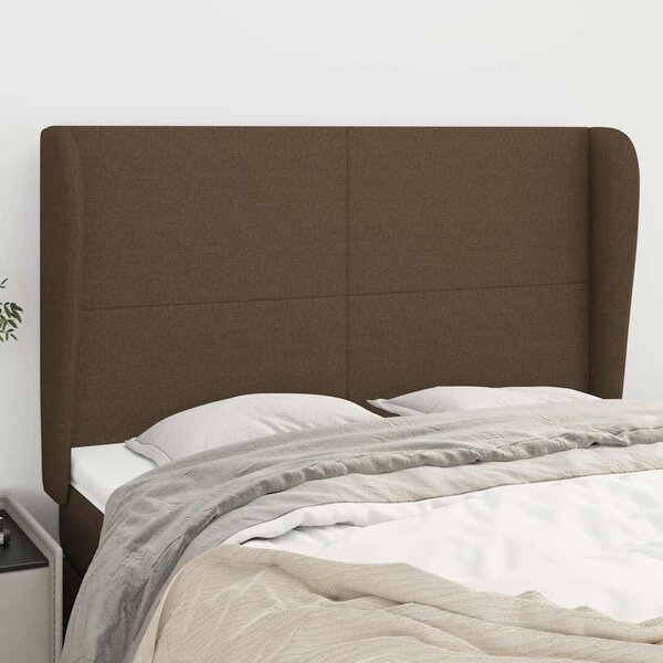 Čelo postele typu ušák tmavě hnědé 147x23x118/128 cm textil 3117677