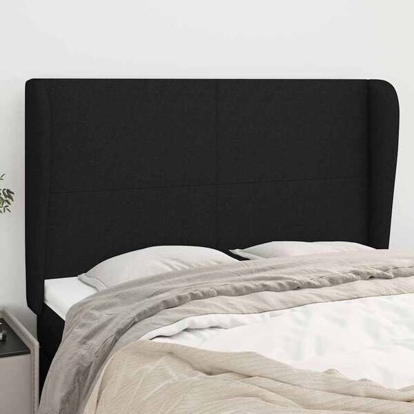 Čelo postele typu ušák černé 147x23x118/128 cm textil 3117676
