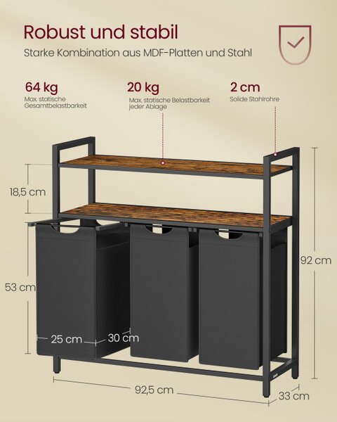 Prádelní koš se 3 přihrádkami BLH213B01