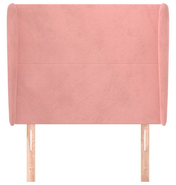 Čelo postele typu ušák růžové 83 x 23 x 118/128 cm samet 3117711