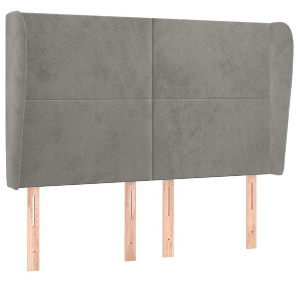 Čelo postele typu ušák světle šedé 147x23x118/128 cm samet 3117724