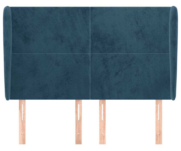 Čelo postele typu ušák tmavě modrá 147x23x118/128 cm samet 3117728