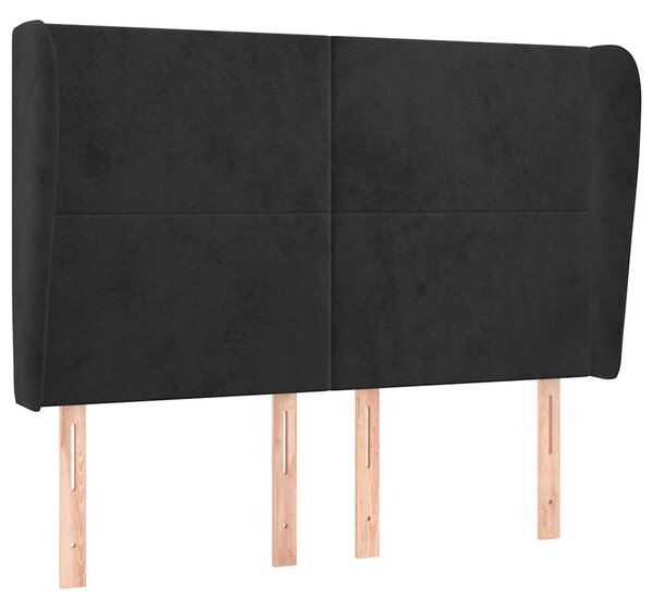 Čelo postele typu ušák černé 147x23x118/128 cm samet 3117726