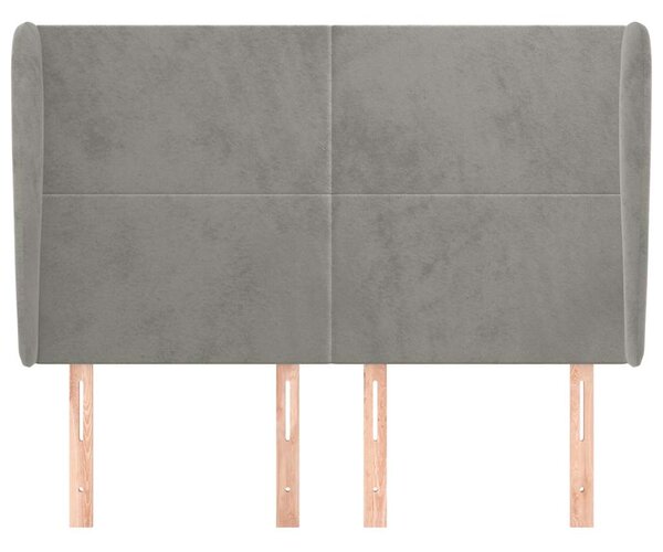 Čelo postele typu ušák světle šedé 147x23x118/128 cm samet 3117724