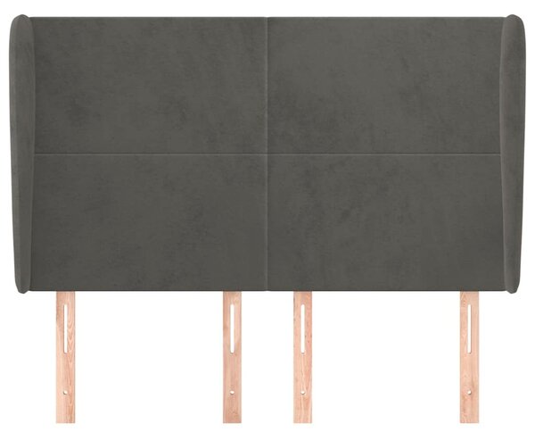 Čelo postele typu ušák tmavě šedé 147x23x118/128 cm samet 3117725