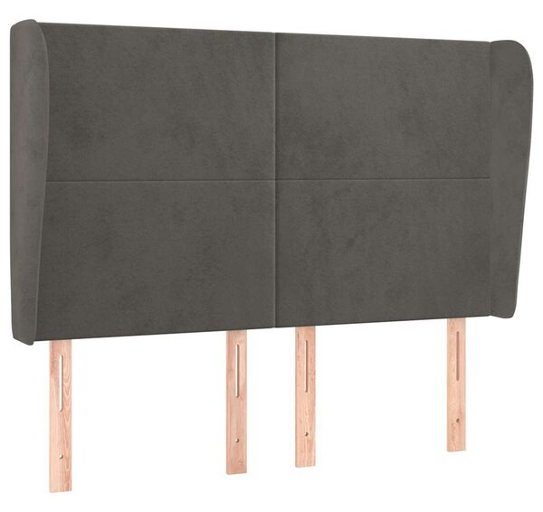 Čelo postele typu ušák tmavě šedé 147x23x118/128 cm samet 3117725