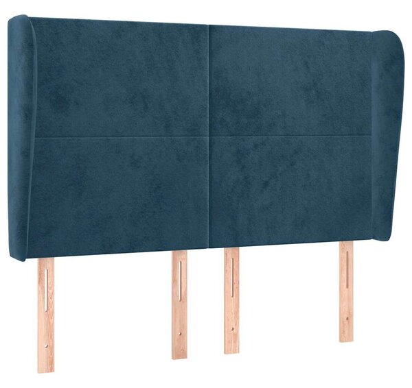 Čelo postele typu ušák tmavě modrá 147x23x118/128 cm samet 3117728