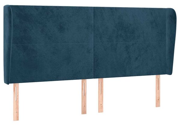Čelo postele typu ušák tmavě modrá 203x23x118/128 cm samet 3117746