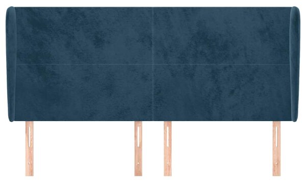 Čelo postele typu ušák tmavě modrá 203x23x118/128 cm samet 3117746