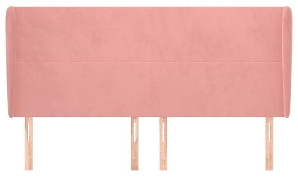 Čelo postele typu ušák růžová 163x23x118/128 cm samet 3117735