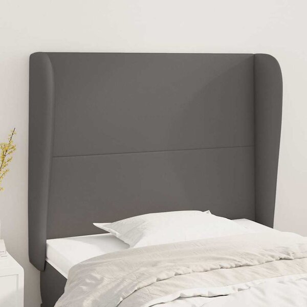 Čelo postele typu ušák tmavě šedé 103x23x118/128 cm umělá kůže 3117764