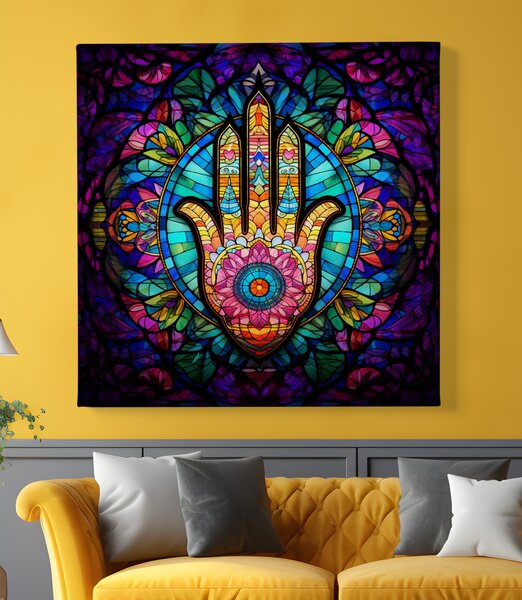 Obraz na plátně - Hamsa mozaika FeelHappy.cz Rozměr (Šířka/Výška): 40 x 40 cm