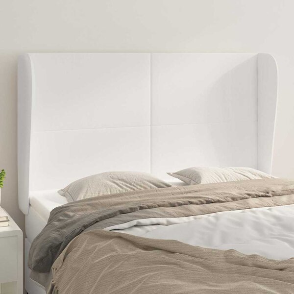 Čelo postele typu ušák bílé 147 x 23 x 118/128 cm umělá kůže 3117767