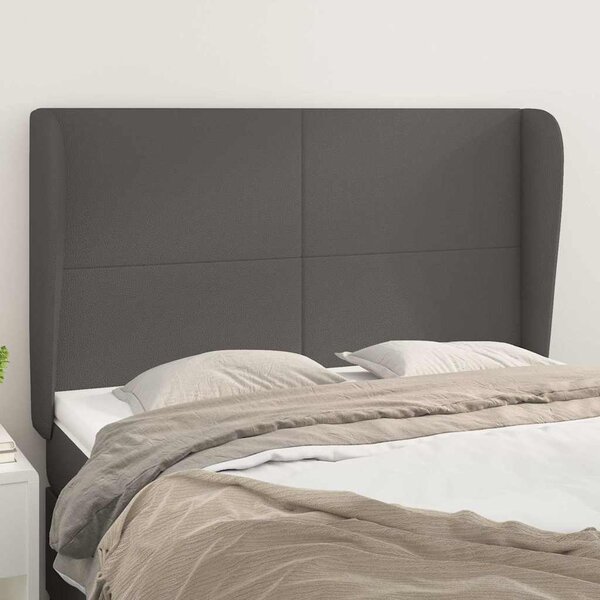 Čelo postele typu ušák tmavě šedé 147x23x118/128 cm umělá kůže 3117770