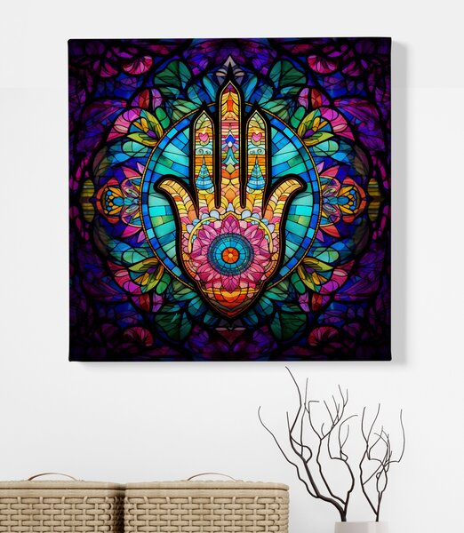 Obraz na plátně - Hamsa mozaika FeelHappy.cz Rozměr (Šířka/Výška): 40 x 40 cm