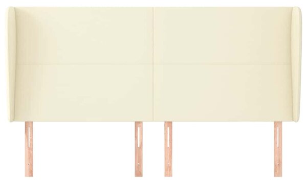 Čelo postele typu ušák krémové 163 x 23 x 118/128 cm umělá kůže 3117774