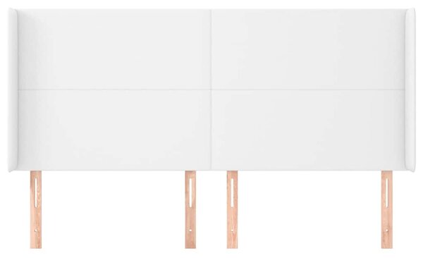 Čelo postele typu ušák bílá 203x23x118/128 cm umělá kůže 3117785