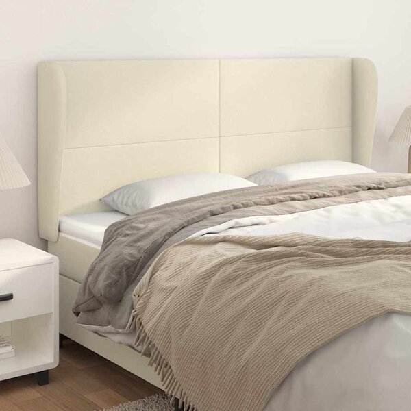 Čelo postele typu ušák krémové 163 x 23 x 118/128 cm umělá kůže 3117774