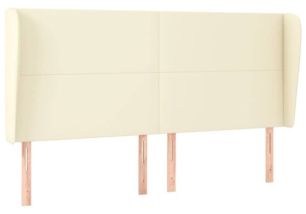 Čelo postele typu ušák krémové 163 x 23 x 118/128 cm umělá kůže 3117774