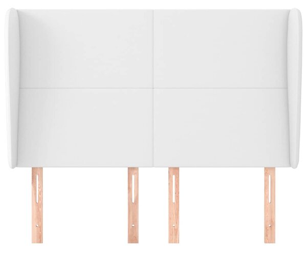 Čelo postele typu ušák bílé 147 x 23 x 118/128 cm umělá kůže 3117767