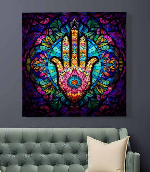 Obraz na plátně - Hamsa mozaika FeelHappy.cz Rozměr (Šířka/Výška): 40 x 40 cm
