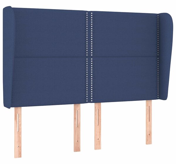 Čelo postele typu ušák modré 147x23x118/128 cm textil 3117820