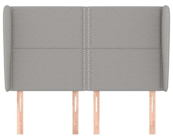 Čelo postele typu ušák světle šedé 147x23x118/128 cm textil 3117814
