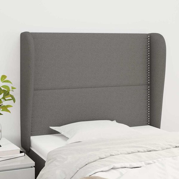 Čelo postele typu ušák tmavě šedé 103x23x118/128 cm textil 3117807