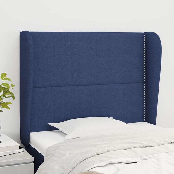 Čelo postele typu ušák modré 103x23x118/128 cm textil 3117812