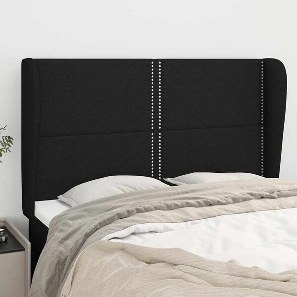 Čelo postele typu ušák černé 147x23x118/128 cm textil 3117816