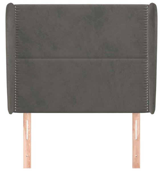 Čelo postele typu ušák tmavě šedé 103x23x118/128 cm samet 3117859