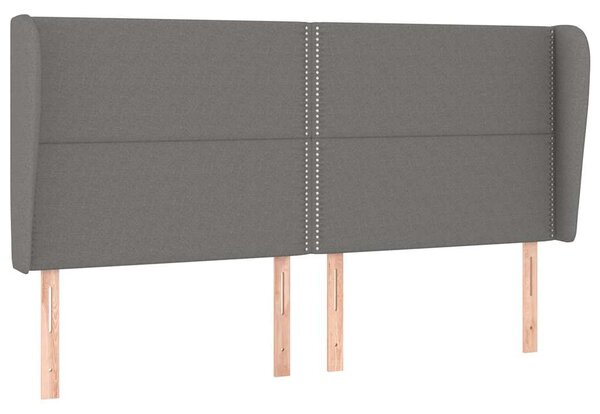 Čelo postele typu ušák tmavě šedé 203x23x118/128 cm textil 3117839