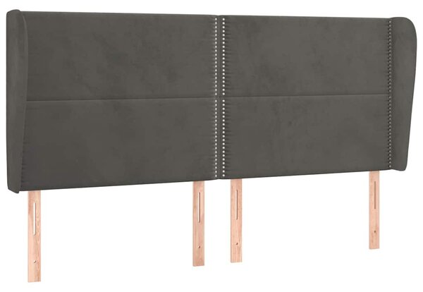 Čelo postele typu ušák tmavě šedé 203x23x118/128 cm samet 3117883