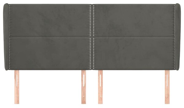 Čelo postele typu ušák tmavě šedé 203x23x118/128 cm samet 3117883