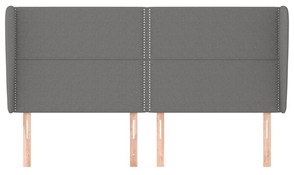 Čelo postele typu ušák tmavě šedé 203x23x118/128 cm textil 3117839