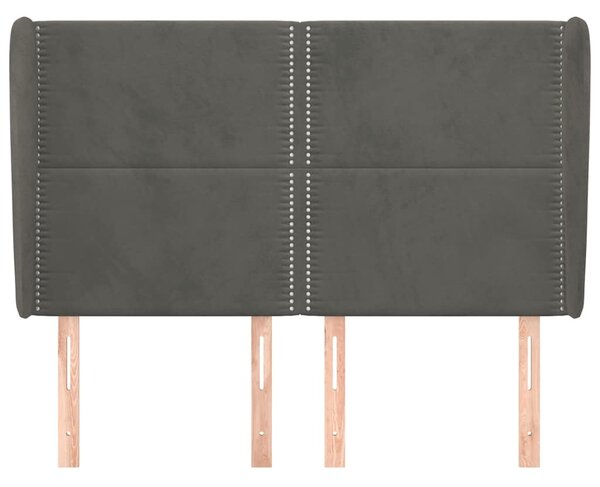 Čelo postele typu ušák tmavě šedé 147x23x118/128 cm samet 3117865