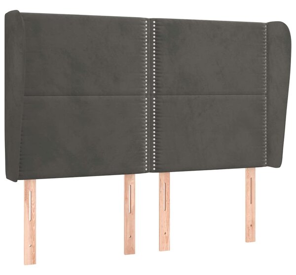 Čelo postele typu ušák tmavě šedé 147x23x118/128 cm samet 3117865