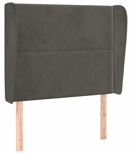 Čelo postele typu ušák tmavě šedé 103x23x118/128 cm samet 3117859