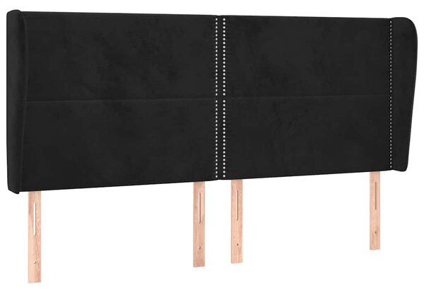 Čelo postele typu ušák černé 203x23x118/128 cm samet 3117884