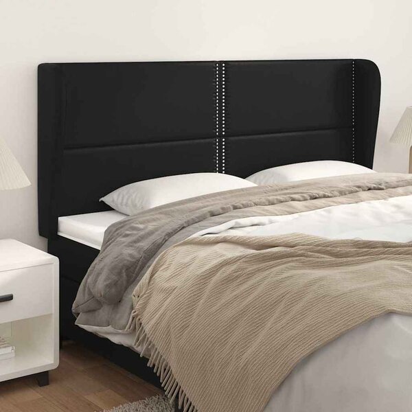 Čelo postele typu ušák černé 203x23x118/128 cm umělá kůže 3117924
