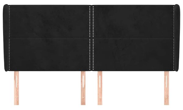 Čelo postele typu ušák černé 203x23x118/128 cm samet 3117884