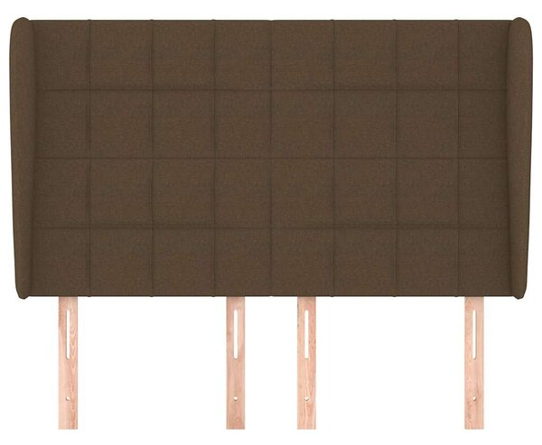 Čelo postele typu ušák tmavě hnědé 147x23x118/128 cm textil 3117957
